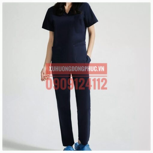 Scrubs - Quần áo phòng mổ blouse - spa nails xanh đen cao cấp Xu Hướng Đồng Phục - Hotline 0909124112 IMG 20211106 161319 01