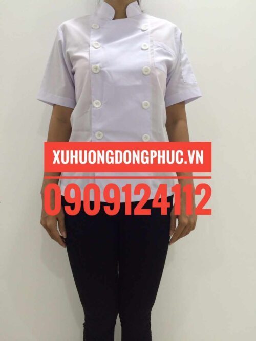 ao bếp ngắn tray trắng kate silk nữ – xuhuongdongphuc.vn
